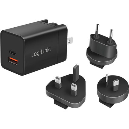 LogiLink USB-Reiseadapter, USB-A & USB-C, GaN-Technolgie