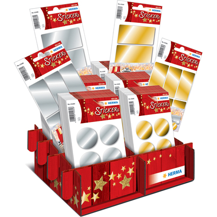 HERMA Weihnachts-Sticker DECOR Geschenke Gold & Silber