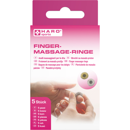 HARO Finger-Massage-Ringe, aus Carbonstahl, 5er-Set