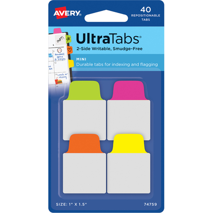 AVERY Zweckform Haftstreifen UltraTabs Neon 25,4 x 38 mm