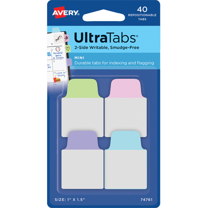 AVERY Zweckform Haftstreifen UltraTabs Pastell, 25,4 x 38 mm