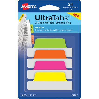 AVERY Zweckform Haftstreifen UltraTabs Neon, 63,5 x 25 mm