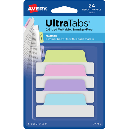 AVERY Zweckform Haftstreifen UltraTabs Pastell, 63,5 x 25 mm