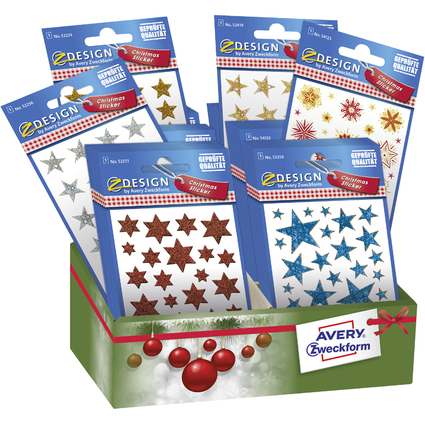 AVERY Zweckform ZDesign Weihnachts-Sticker "Sterne", Display