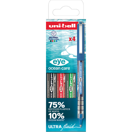 uni-ball Tintenroller eye ocean care 0.7, 4er Etui