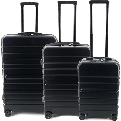 JSA Reisetrolley-Set, 50% recycletes ABS, 3er Set, schwarz