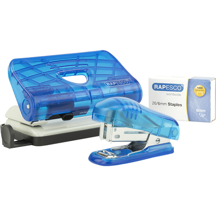 RAPESCO Heftgert- & Locher-Set, blau-transparent