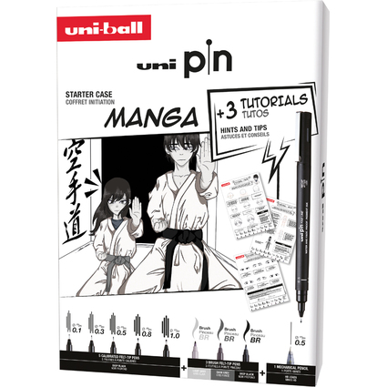 uni-ball MANGA-Starterset uni pin, 9er Koffer