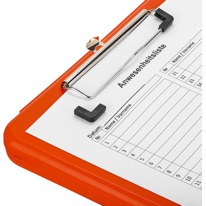 Lufer Klemmbrett Safety, mit Aufbewahrungsfach, orange