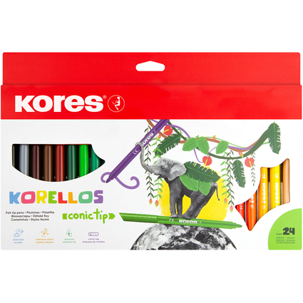 Kores Fasermaler "Korello", breit, 24er Karton-Etui