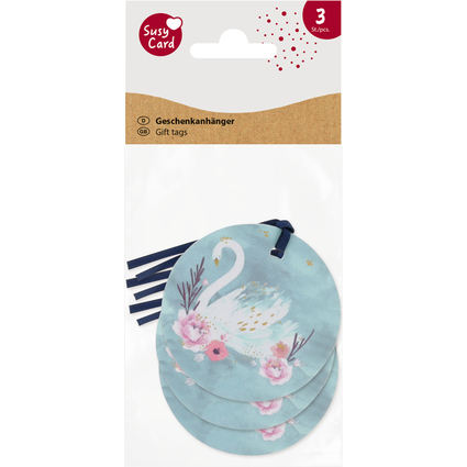 SUSY CARD Anhngerkarte rund "Swan lake light blue"