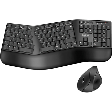 LogiLink Ergonomisches Desktop Set, kabellos, schwarz