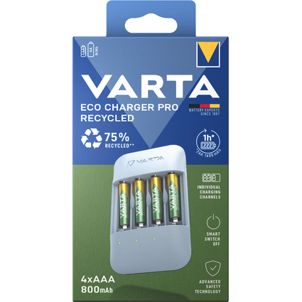 VARTA Ladegert Eco Charger Pro Recycled, inkl. 4x Micro AAA