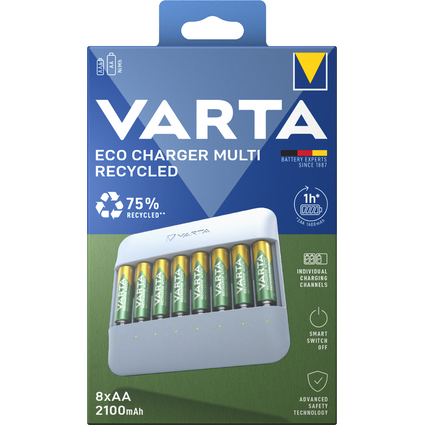 VARTA Ladegert ECO Charger Multi Recycled, inkl. 8x AA