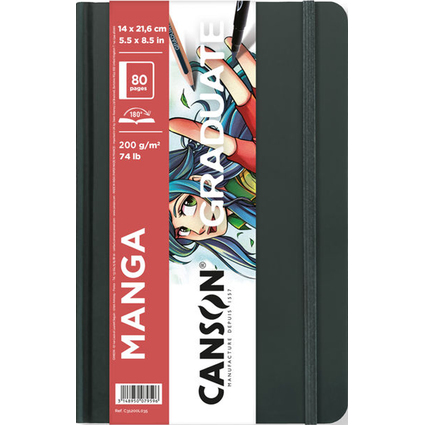 CANSON Skizzenbuch GRADUATE Manga, 140 x 216 mm, schwarz