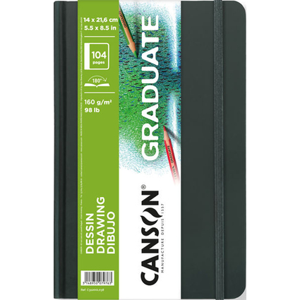 CANSON Skizzenbuch GRADUATE DRAWING, 140 x 216 mm, schwarz