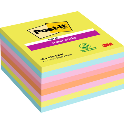 Post-it Haftnotizen Super Sticky Notes, 76 x 76 mm, sortiert