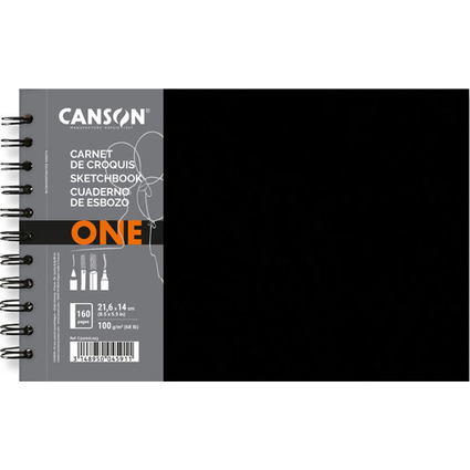 CANSON Skizzenbuch ONE, 216 x 140 mm, schwarz