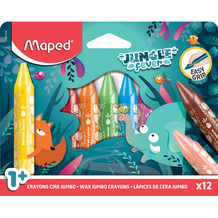 Maped Wachsmalstift JUNGLE fever JUMBO, 12er Kartonetui