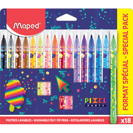 Maped Fasermaler PIXEL PARTY, 18er PROMO Kartonetui