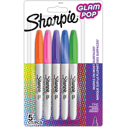 Sharpie Permanent-Marker FINE "Glam Pop", 5er Blister