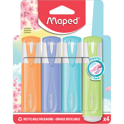 Maped Textmarker FLUO'PEPS PASTEL, 4er Blister