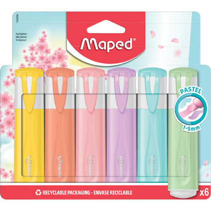 Maped Textmarker FLUO'PEPS PASTEL, 6er Blister