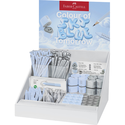 FABER-CASTELL Familiendisplay GRIP 2001, silber / sky blue