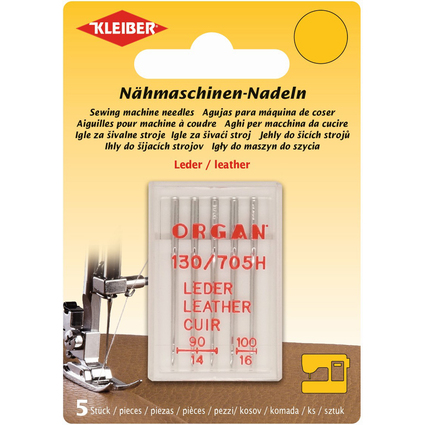 KLEIBER Nhmaschinen-Nadel-Set "Leder", 5-teilig