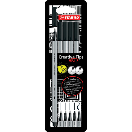 STABILO Creative Tips ARTY BLACK, 5er Kartonetui