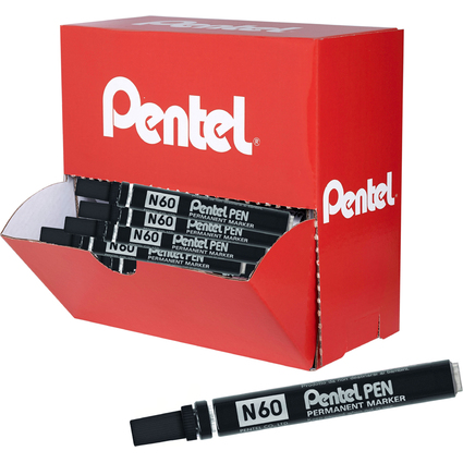 Pentel Permanent-Marker N60, schwarz, Promopack 30+6 gratis