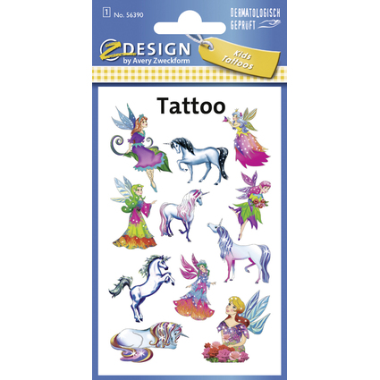 ZDesign KIDS Kinder-Tattoos "Elfen, Einhrner", bunt