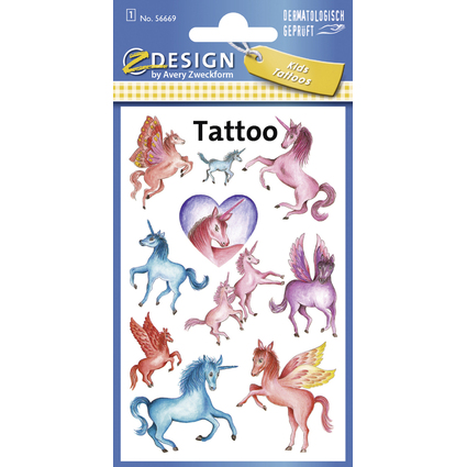 ZDesign KIDS Kinder-Tattoos "Einhrner", bunt