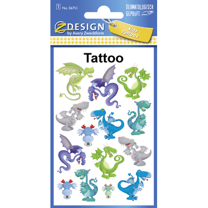 ZDesign KIDS Kinder-Tattoos "Drachen", bunt