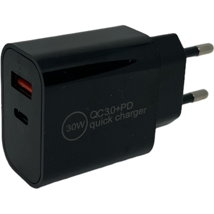 IWH USB-C-Ladegert, 1x USB-A / 1x USB-C, 30 Watt, schwarz