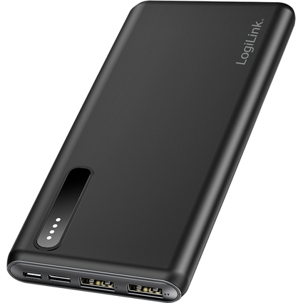 LogiLink Mobiler Zusatzakku, 8.000 mAh, 2x USB-A, schwarz