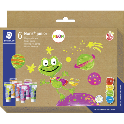 STAEDTLER Fingerfarbe Noris junior NEON, 6er Kartonetui