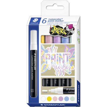 STAEDTLER Acrylmarker Lumocolor paint marker PASTEL,6er Etui