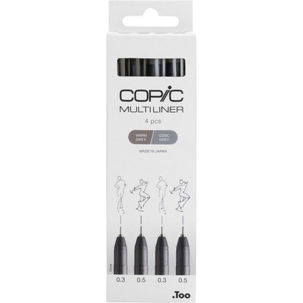 COPIC Fineliner MULTILINER, grau, 4er Set