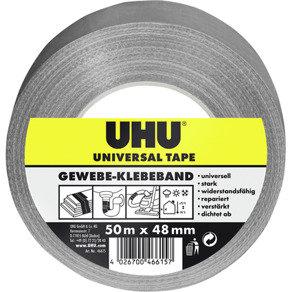 UHU Universal Gewebe-Klebeband, 48 mm x 50 m, grau