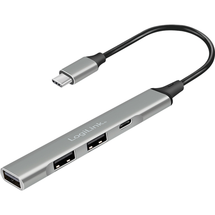 LogiLink USB 3.2 Gen1 Hub, 4-Port, Aluminiumgehuse, grau