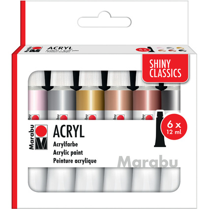 Marabu Acrylfarben-Set SHINY CLASSICS, 6 x 12 ml