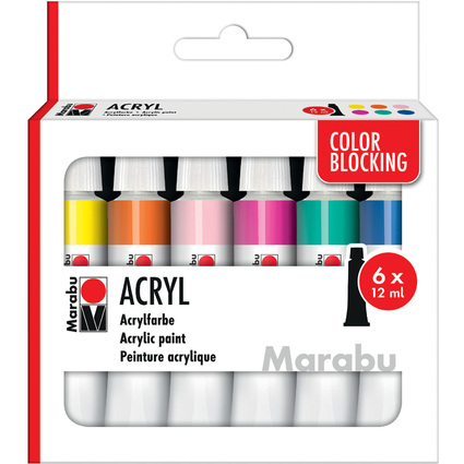 Marabu Acrylfarben-Set COLOR BLOCKING, 6 x 12 ml