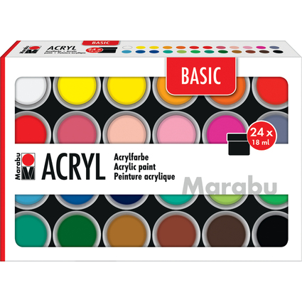 Marabu Acrylfarben-Set BASIC, 24 x 18 ml