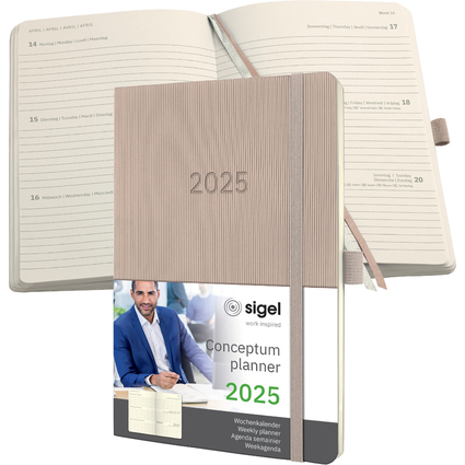 sigel Buchkalender Conceptum 2025, ca. DIN A5, taupe