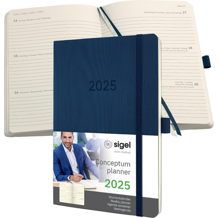 sigel Buchkalender Conceptum 2025, ca. DIN A5, blau