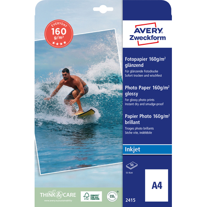 AVERY Zweckform Inkjet Fotopapier EVERYDAY, 160 g/qm, DIN A4