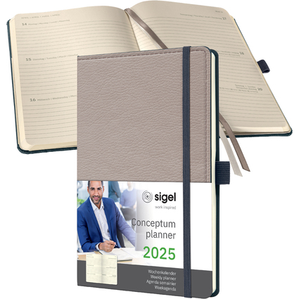 sigel Buchkalender Conceptum 2025 Design Casual, A5, beige