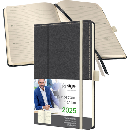 sigel Buchkalender Conceptum 2025 Design Casual, grau/wei