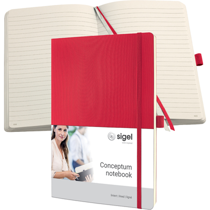 sigel Notizbuch Conceptum, DIN A4, liniert, rot